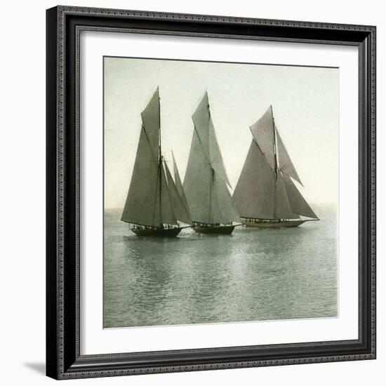 Nice (Alpes-Maritimes, France), Race of Sailing Boats, Circa 1890-1895-Leon, Levy et Fils-Framed Photographic Print