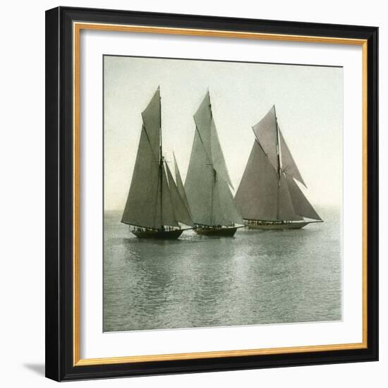 Nice (Alpes-Maritimes, France), Race of Sailing Boats, Circa 1890-1895-Leon, Levy et Fils-Framed Photographic Print