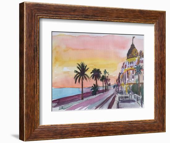 Nice France Seaview Boulevard at Sunset-Markus Bleichner-Framed Art Print