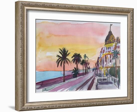 Nice France Seaview Boulevard at Sunset-Markus Bleichner-Framed Art Print