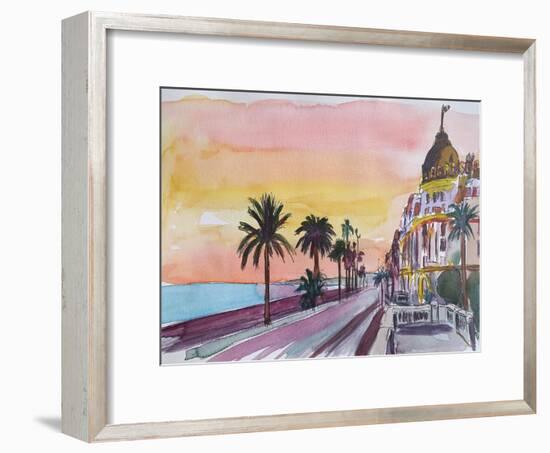 Nice France Seaview Boulevard at Sunset-Markus Bleichner-Framed Art Print