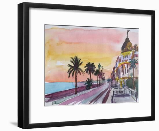 Nice France Seaview Boulevard at Sunset-Markus Bleichner-Framed Art Print