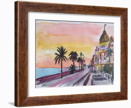 Nice France Seaview Boulevard at Sunset-Markus Bleichner-Framed Art Print