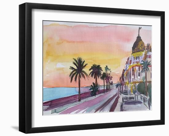 Nice France Seaview Boulevard at Sunset-Markus Bleichner-Framed Art Print