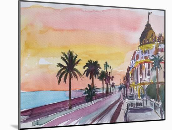 Nice France Seaview Boulevard at Sunset-Markus Bleichner-Mounted Art Print