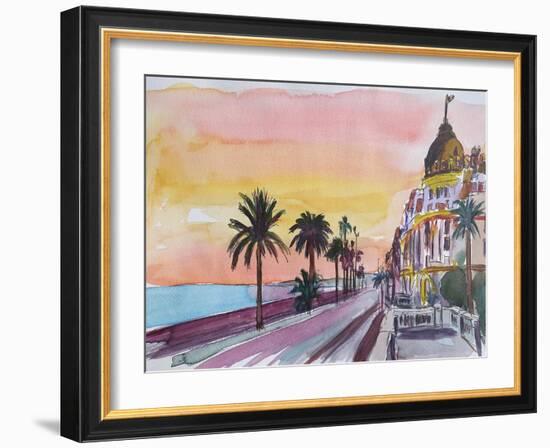 Nice France Seaview Boulevard at Sunset-Markus Bleichner-Framed Art Print