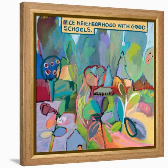 Nice Neighborhood With Good Schools-Jane Schmidt-Framed Stretched Canvas