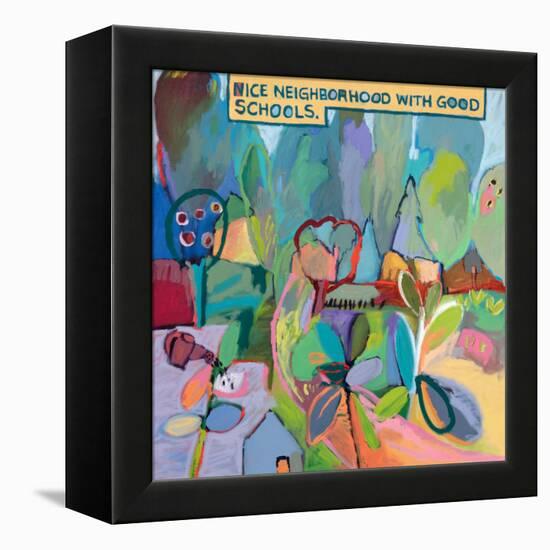 Nice Neighborhood With Good Schools-Jane Schmidt-Framed Stretched Canvas