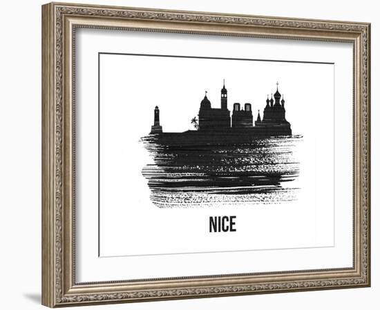 Nice Skyline Brush Stroke - Black II-NaxArt-Framed Art Print