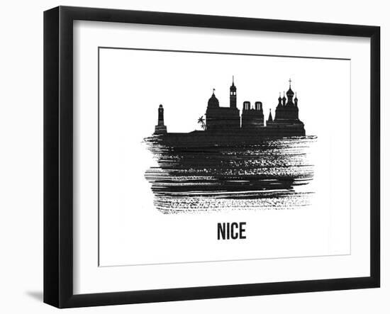 Nice Skyline Brush Stroke - Black II-NaxArt-Framed Art Print