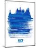 Nice Skyline Brush Stroke - Blue-NaxArt-Mounted Art Print