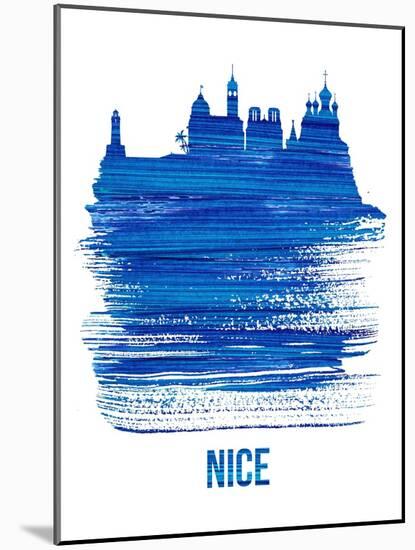 Nice Skyline Brush Stroke - Blue-NaxArt-Mounted Art Print