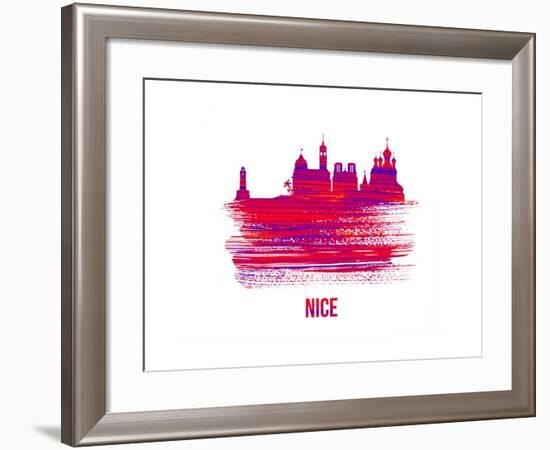 Nice Skyline Brush Stroke - Red-NaxArt-Framed Art Print