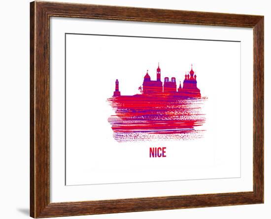 Nice Skyline Brush Stroke - Red-NaxArt-Framed Art Print