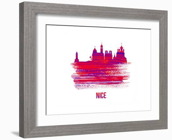 Nice Skyline Brush Stroke - Red-NaxArt-Framed Art Print