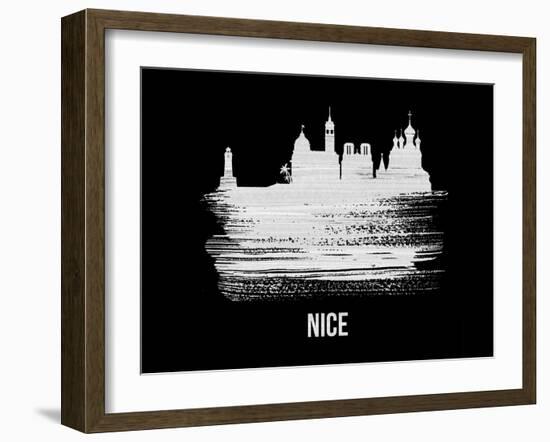 Nice Skyline Brush Stroke - White-NaxArt-Framed Art Print