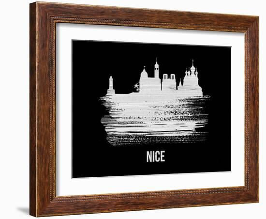 Nice Skyline Brush Stroke - White-NaxArt-Framed Art Print