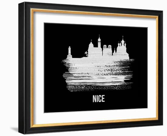 Nice Skyline Brush Stroke - White-NaxArt-Framed Art Print