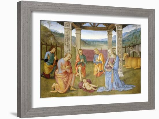 Niche with Annunciation, Christ in Glory and Nativity-Pietro Perugino-Framed Giclee Print