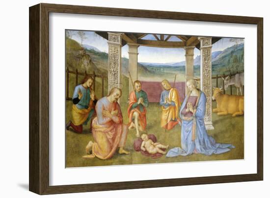 Niche with Annunciation, Christ in Glory and Nativity-Pietro Perugino-Framed Giclee Print