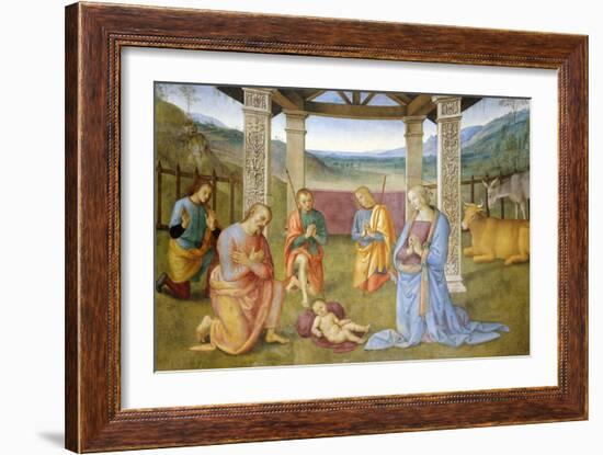 Niche with Annunciation, Christ in Glory and Nativity-Pietro Perugino-Framed Giclee Print