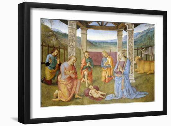 Niche with Annunciation, Christ in Glory and Nativity-Pietro Perugino-Framed Giclee Print