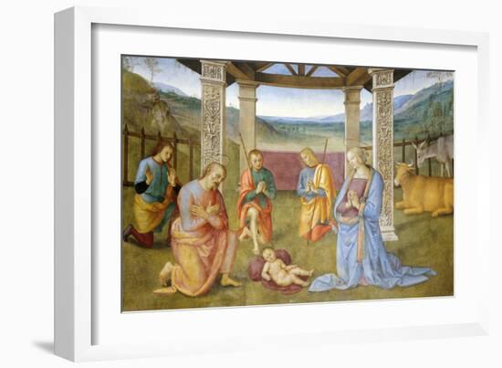 Niche with Annunciation, Christ in Glory and Nativity-Pietro Perugino-Framed Giclee Print