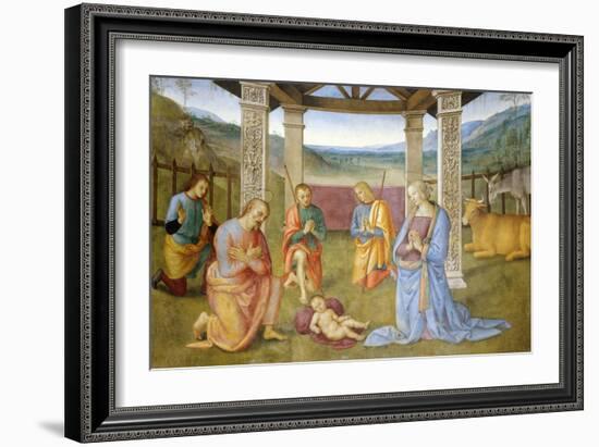 Niche with Annunciation, Christ in Glory and Nativity-Pietro Perugino-Framed Giclee Print