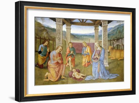 Niche with Annunciation, Christ in Glory and Nativity-Pietro Perugino-Framed Giclee Print