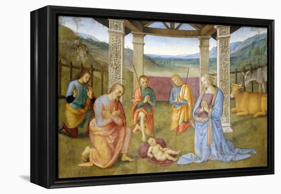 Niche with Annunciation, Christ in Glory and Nativity-Pietro Perugino-Framed Premier Image Canvas