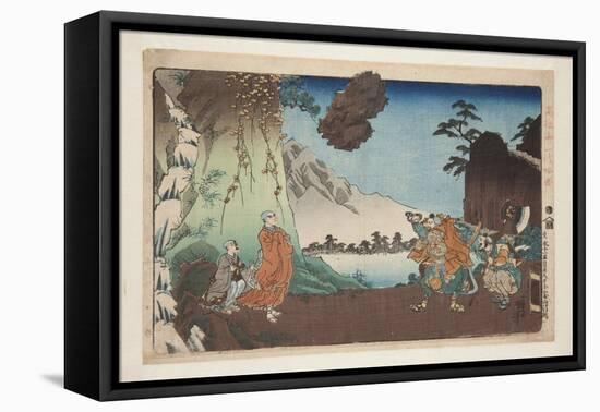 Nichiren and the Levitating Rock at Mount Komuro on the 28Th Day of the Fifth Month of 1274 (Bun'ei-Utagawa Kuniyoshi-Framed Premier Image Canvas