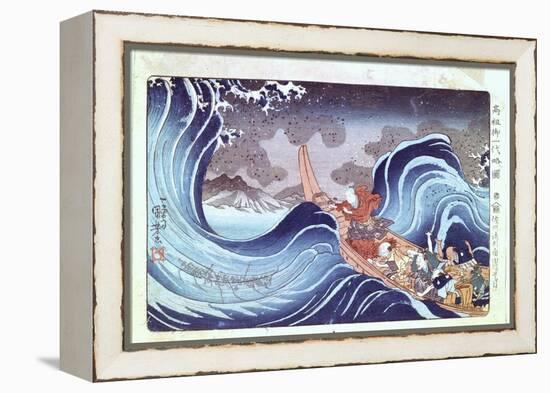 Nichiren Calming the Storm, 19th Century-Utagawa Kuniyoshi-Framed Premier Image Canvas