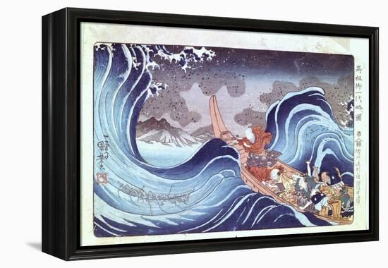 Nichiren Calming the Storm, 19th Century-Utagawa Kuniyoshi-Framed Premier Image Canvas