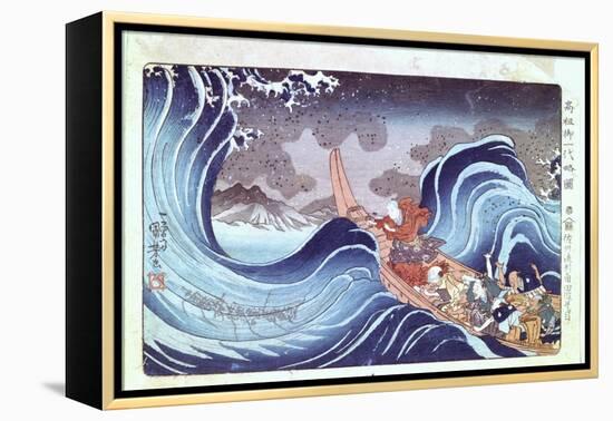 Nichiren Calming the Storm, 19th Century-Utagawa Kuniyoshi-Framed Premier Image Canvas