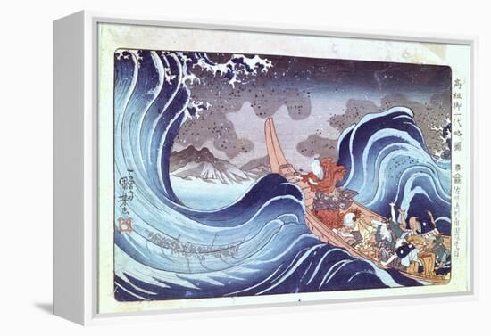 Nichiren Calming the Storm, 19th Century-Utagawa Kuniyoshi-Framed Premier Image Canvas