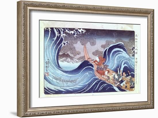 Nichiren Calming the Storm, 19th Century-Utagawa Kuniyoshi-Framed Giclee Print