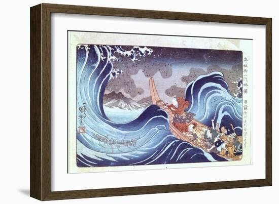 Nichiren Calming the Storm, 19th Century-Utagawa Kuniyoshi-Framed Giclee Print