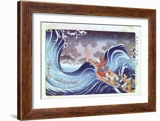 Nichiren Calming the Storm, 19th Century-Utagawa Kuniyoshi-Framed Giclee Print