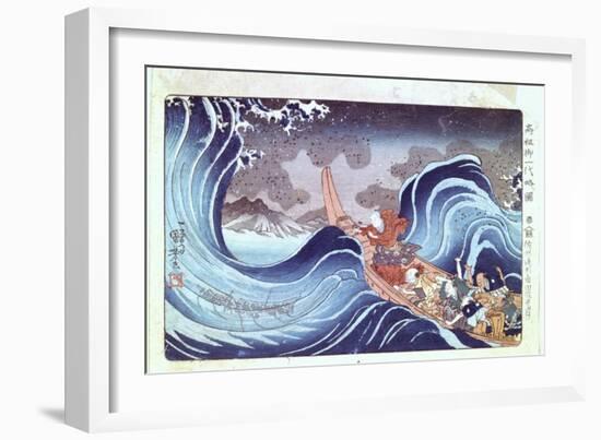 Nichiren Calming the Storm, 19th Century-Utagawa Kuniyoshi-Framed Giclee Print