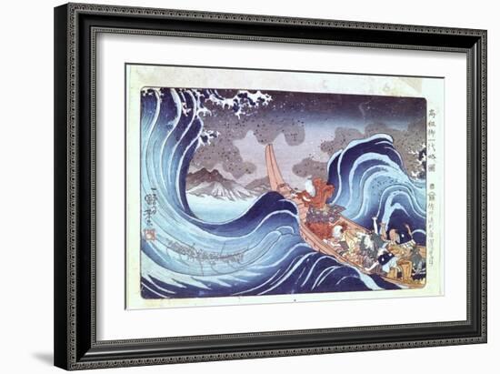 Nichiren Calming the Storm, 19th Century-Utagawa Kuniyoshi-Framed Giclee Print