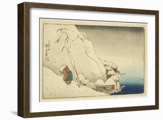 Nichiren in the Snow at Tsukahara on Sado Island (Sash? Tsukahara Setch?) (Colour Woodblock Print)-Utagawa Kuniyoshi-Framed Giclee Print