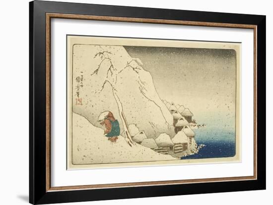 Nichiren in the Snow at Tsukahara on Sado Island (Sash? Tsukahara Setch?) (Colour Woodblock Print)-Utagawa Kuniyoshi-Framed Giclee Print