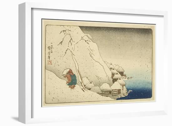 Nichiren in the Snow at Tsukahara on Sado Island (Sash? Tsukahara Setch?) (Colour Woodblock Print)-Utagawa Kuniyoshi-Framed Giclee Print