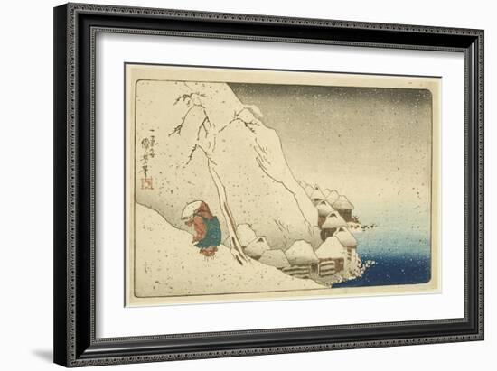 Nichiren in the Snow at Tsukahara on Sado Island (Sash? Tsukahara Setch?) (Colour Woodblock Print)-Utagawa Kuniyoshi-Framed Giclee Print