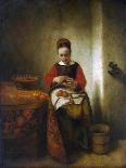 Young Woman Peeling Apples-Nicholaes Maes-Giclee Print