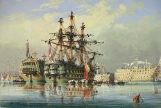 Ships in Ordinary at Devonport, C.1850 (Watercolour)-Nicholas Condy-Framed Premier Image Canvas