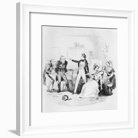 Nicholas Congratulates Arthur Gride on His Wedding Morning, Illustration from `Nicholas Nickleby'-Hablot Knight Browne-Framed Giclee Print