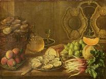 A Still Life with Oysters and Fruit-Nicholas Desportes-Framed Premier Image Canvas