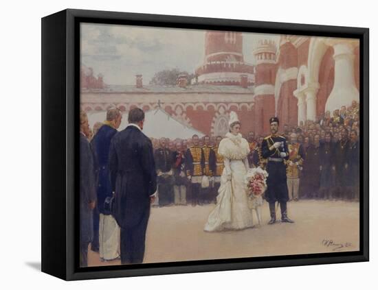 Nicholas II Receiving Rural District Elders in the Yard of Petrovsky Palace in Moscow, 1897-Ilya Yefimovich Repin-Framed Premier Image Canvas