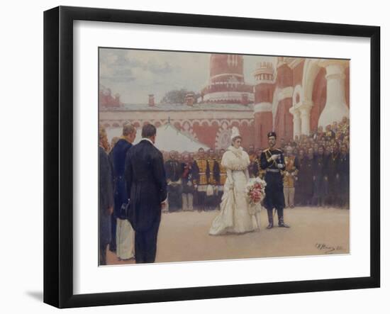 Nicholas II Receiving Rural District Elders in the Yard of Petrovsky Palace in Moscow, 1897-Ilya Yefimovich Repin-Framed Giclee Print